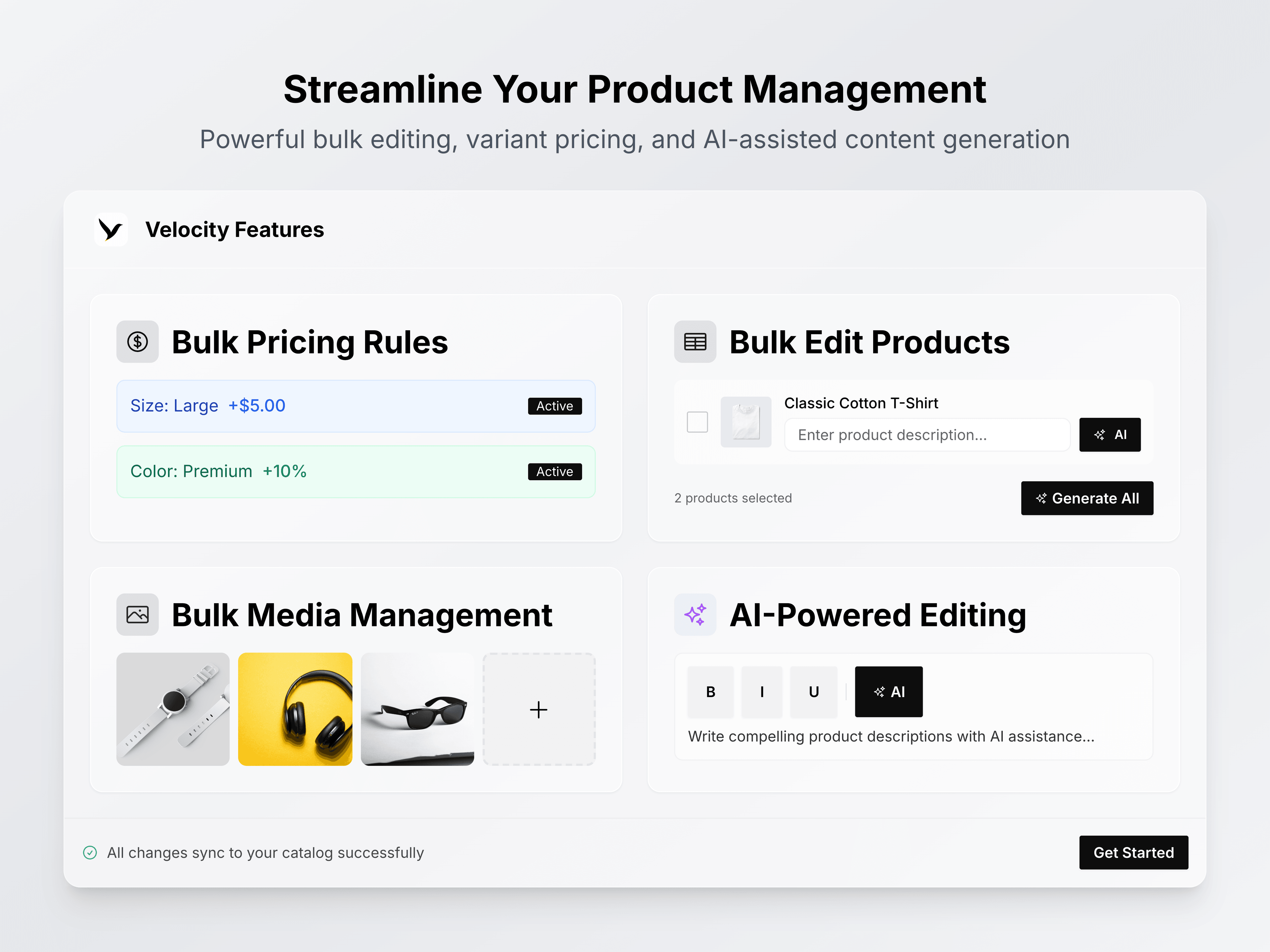 Velocity - Alternative to Wix Vera with AI-Powered Bulk Product Management